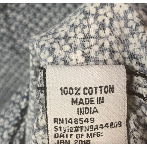 PD&C Men's XL Short Sleeve Button Down - Navy & White - Picture 6 of 7